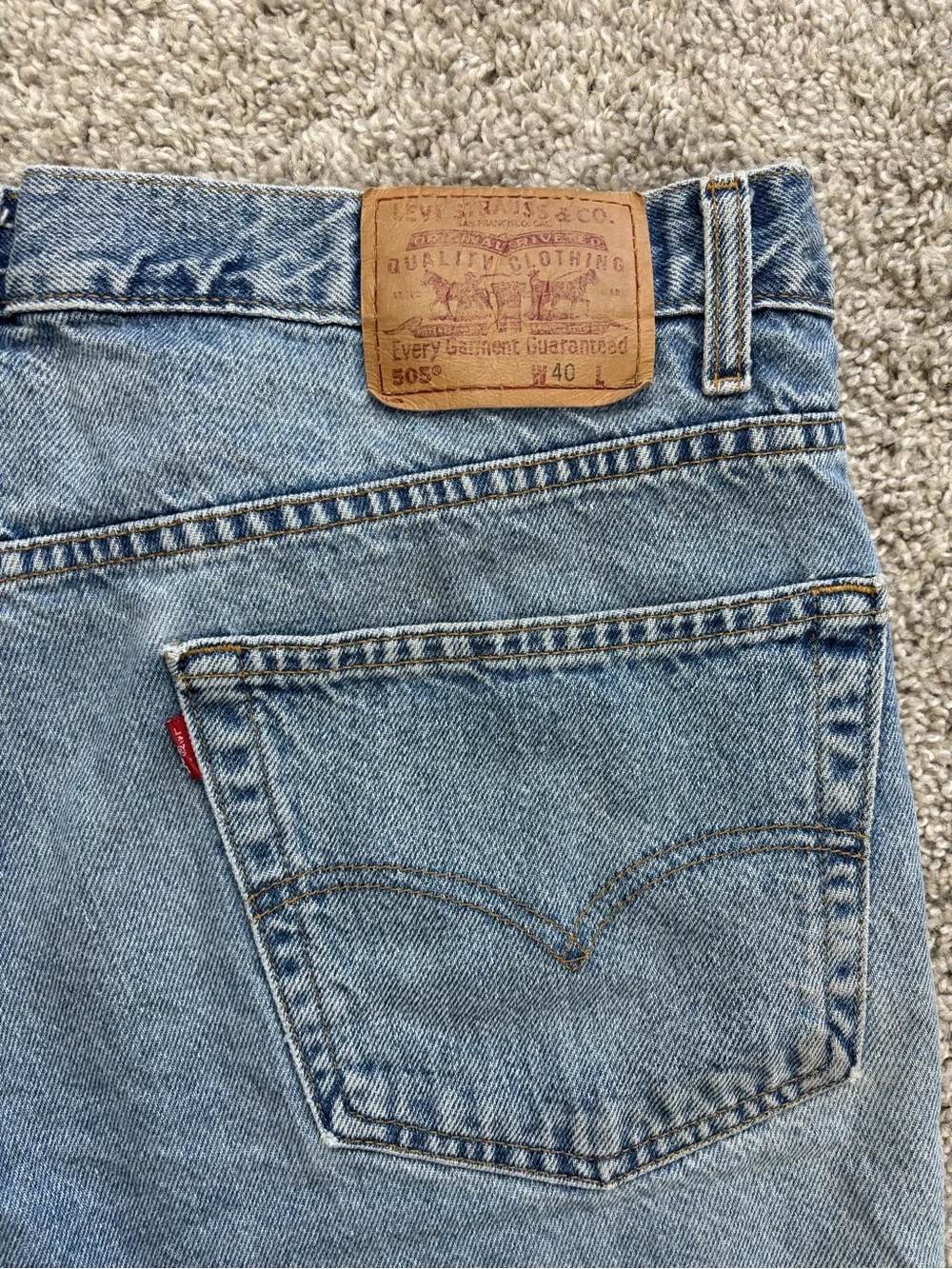 Vintage Levi's 505 Light Blue Frayed Denim Shorts